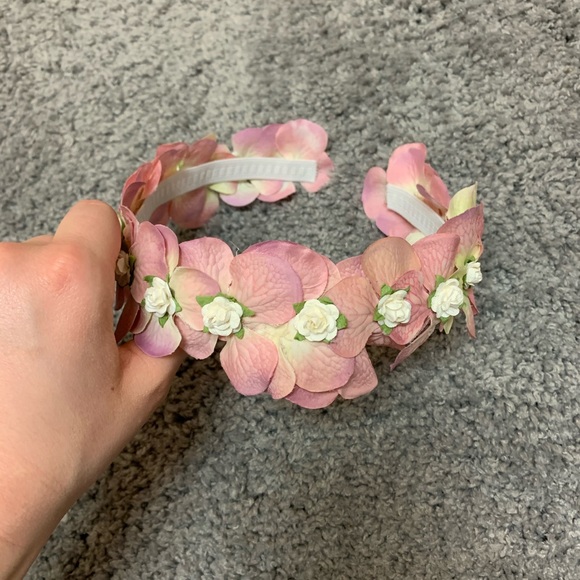 Pink and white floral crown, lined - Picture 6 of 6